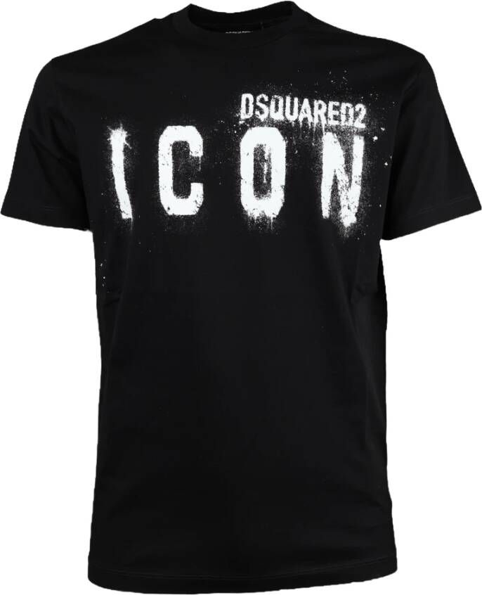 Dsquared2 Zwart Logo Print T-Shirt Black Heren