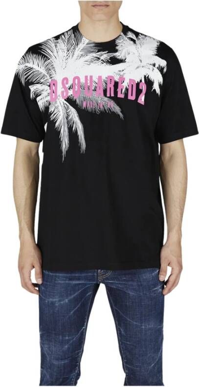 Dsquared2 Urban Palm Print T-Shirt Black Heren