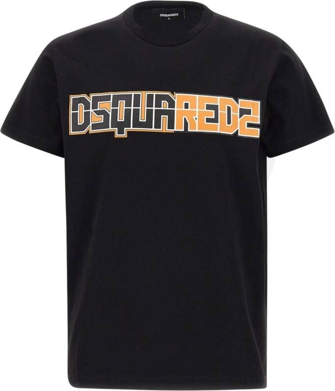 Dsquared2 Zwarte Logo Front Crewneck T-shirts en Polos Black Heren