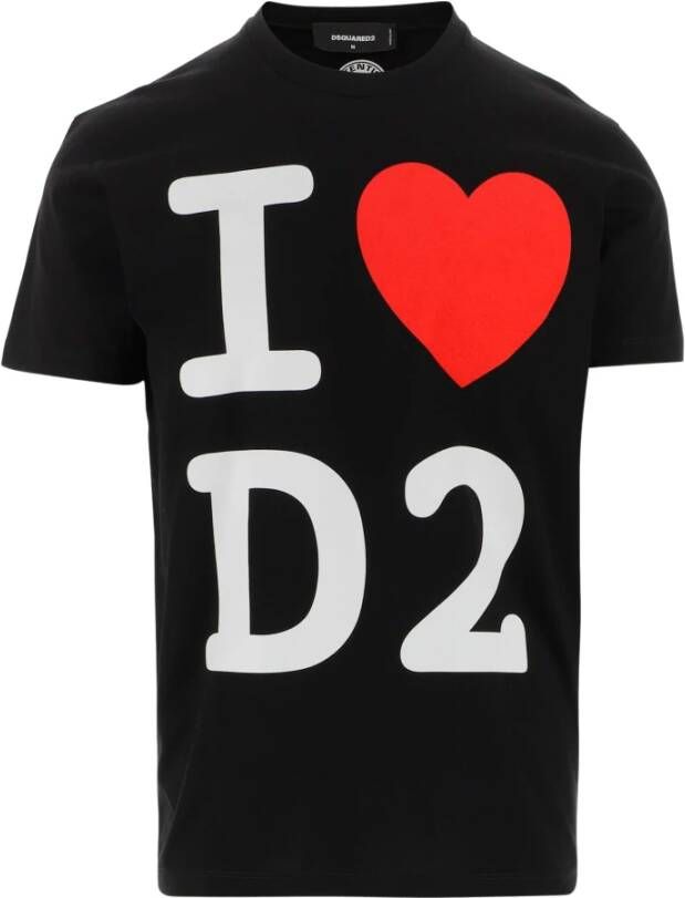 Dsquared2 Grafisch Print Hart Motief T-Shirt Black Heren