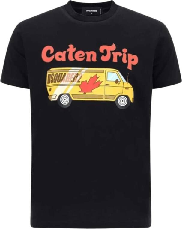Dsquared2 Zwarte T-shirts met grafische print voor heren Black Heren