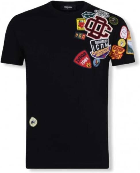 Dsquared2 geborduurd logo patch t-shirt Zwart Heren
