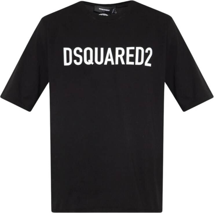 Dsquared2 Zwarte losse pasvorm T-shirt met print Black Heren