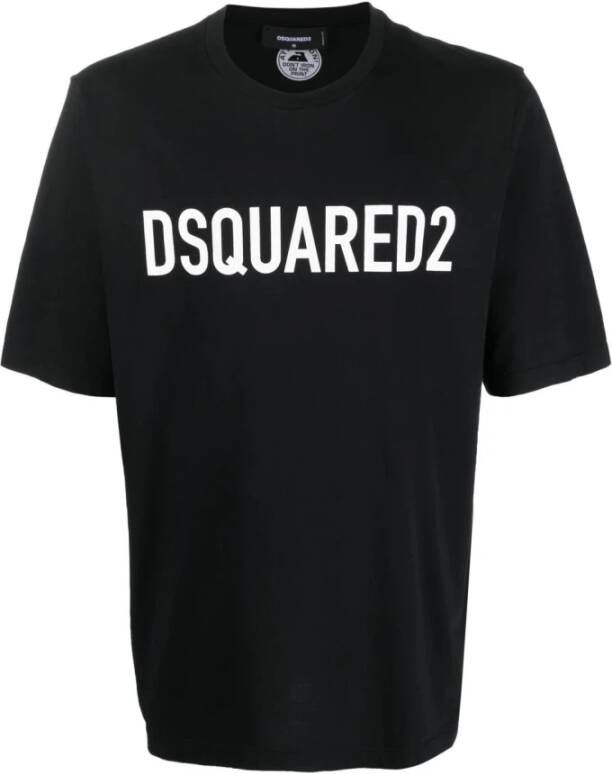 Dsquared2 Zwarte losse pasvorm T-shirt met print Black Heren