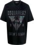 Dsquared2 Grafisch Bedrukt T-Shirt Zwart Black Heren - Thumbnail 1