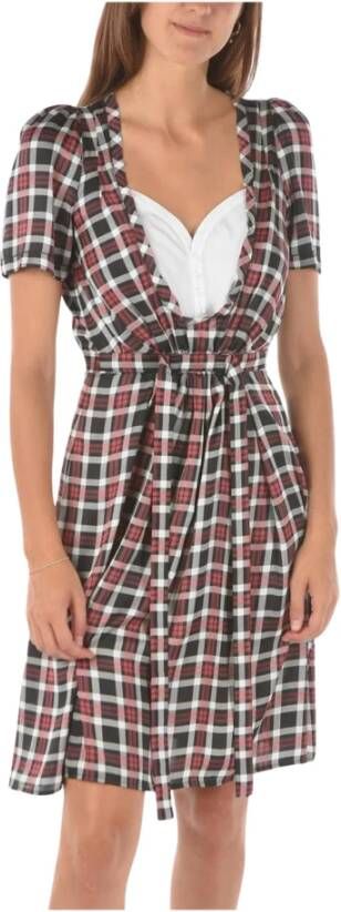 Dsquared2 tartan patterned short sleeve shirtdress 42 IT Bruin Dames