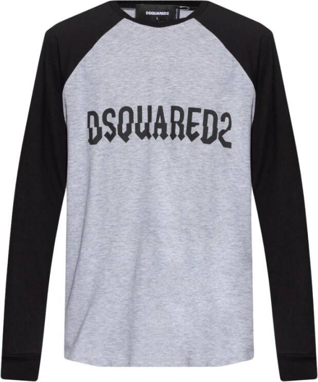 Dsquared2 Logo Sweatshirt Grijs Zwart Grijs Heren