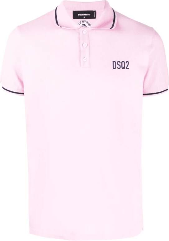 Dsquared2 Katoenen Polo Shirt Pink Heren