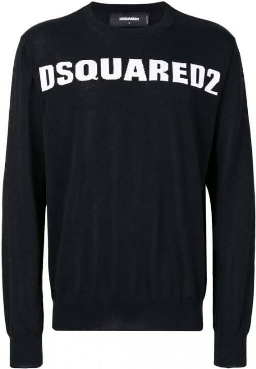 Dsquared2 Trainingsshirt Zwarte Katoenen Trui met Ingebed Logo Zwart Heren