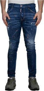 Dsquared2 Trendy Skater Jeans met Scheuren en Verfspatten Blauw Heren