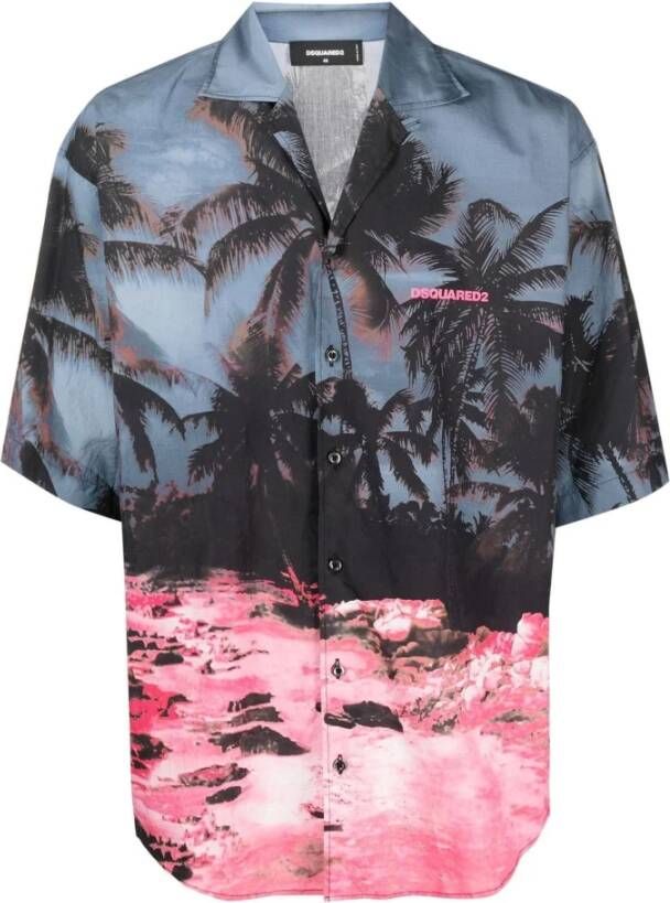 Dsquared2 Tropische Palmboomprint Overhemd Meerkleurig Heren