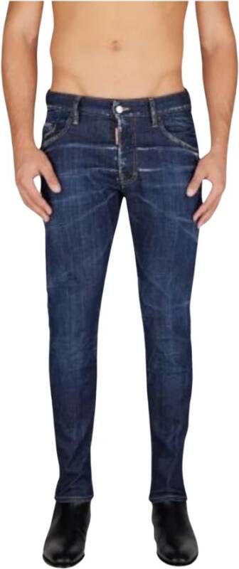 Dsquared2 Slim-Fit Blauwe Jeans met Verweerde Details Blauw Heren