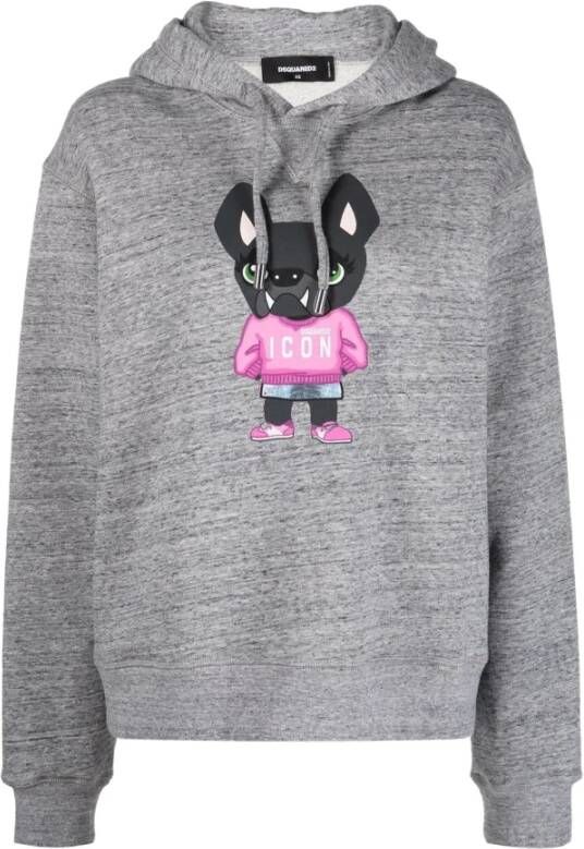Dsquared2 Grijze katoenen sweatshirt met kleurrijke grafische print Gray Dames