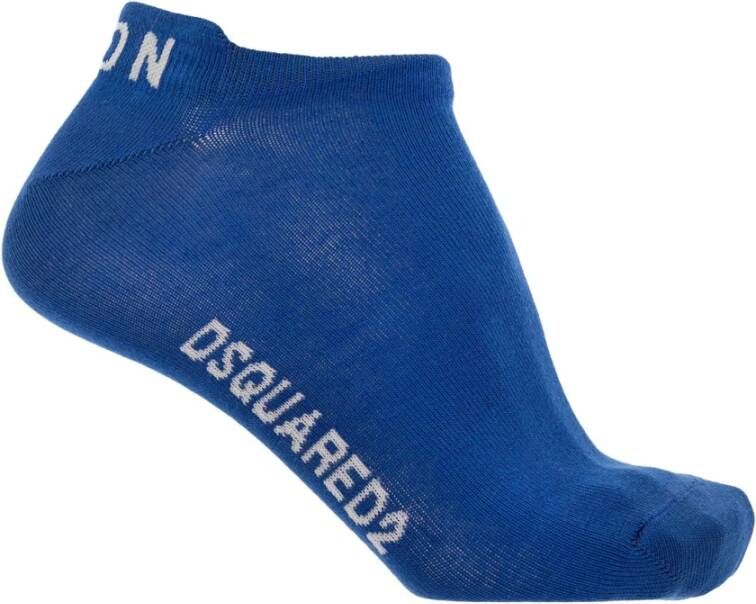 Dsquared2 Katoenen Logo Sokken Donkerblauw Blue Heren