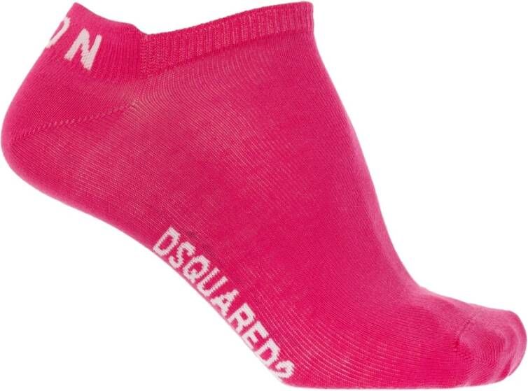 Dsquared2 Katoenen Logo Sokken Pink Heren