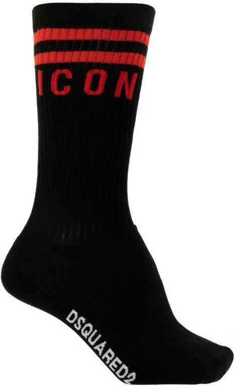 Dsquared2 Iconische Mid Crew Sokken voor Heren Black Heren