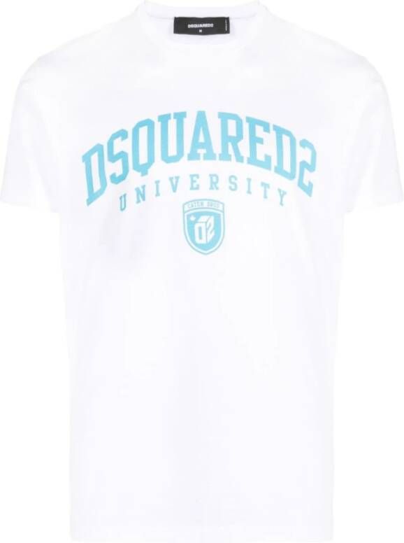 Dsquared2 Universiteitsprint Korte Mouw T-shirt Wit Heren