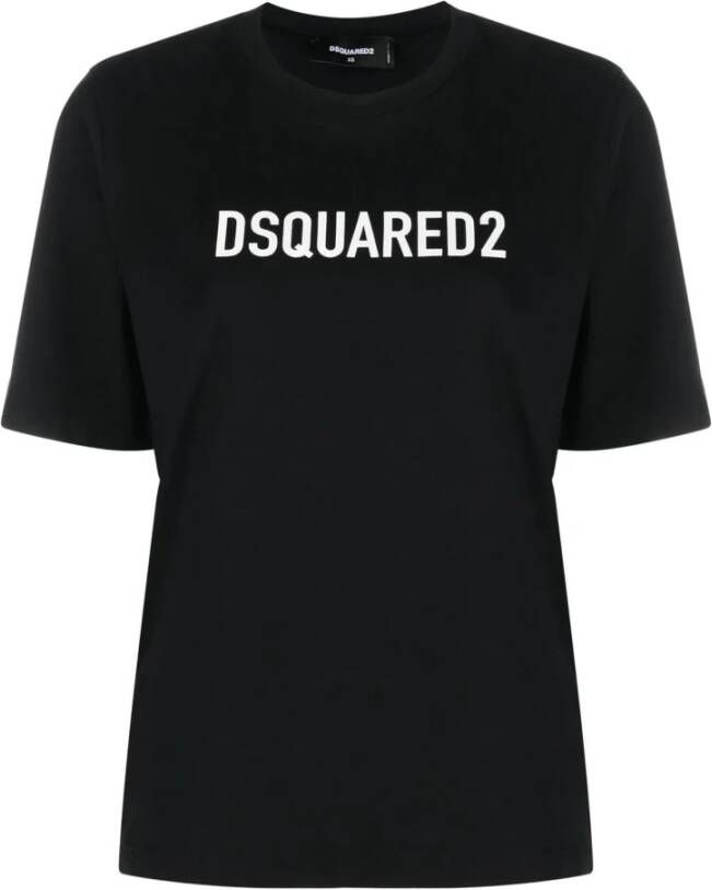 Dsquared2 Upgrade je casual garderobe met zwarte katoenen T-shirt Black Dames
