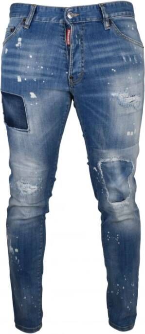 Dsquared2 Versleten Slim-Fit Jeans Blauw Heren