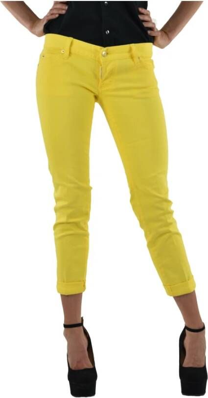 Dsquared2 Vibrant Yellow Capri Slim-fit Jeans Geel Dames