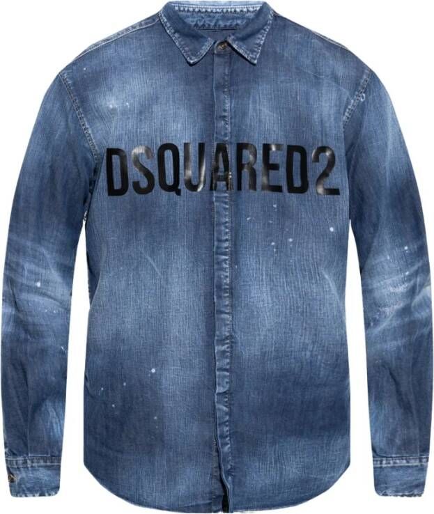 Dsquared2 Vintage Distressed Denim Overhemd Blauw Heren