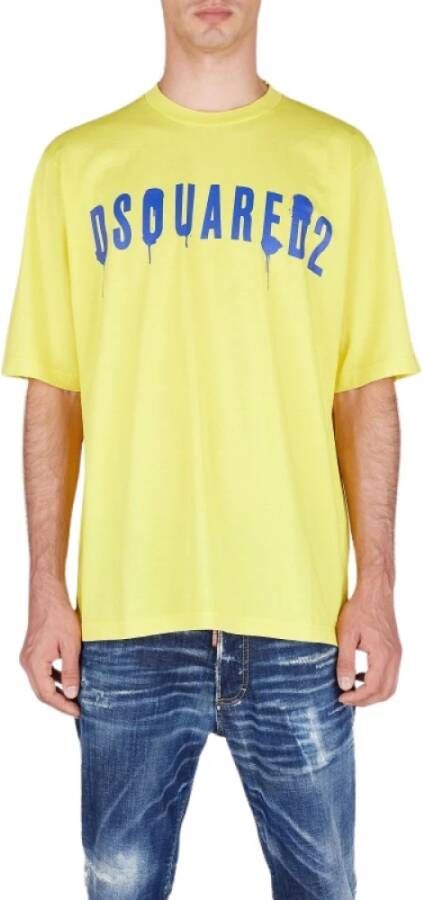 Dsquared2 Katoenen T-shirt voor heren iconisch logo korte mouwen Yellow Heren