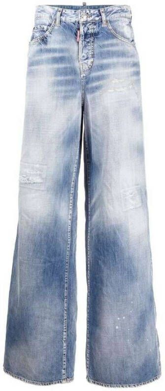 Dsquared2 Bleached Wide Jeans Blauw Dames