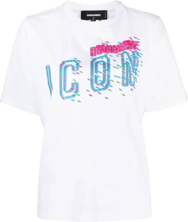 Dsquared2 Wit Gepixelde Easy T-Shirt White Dames