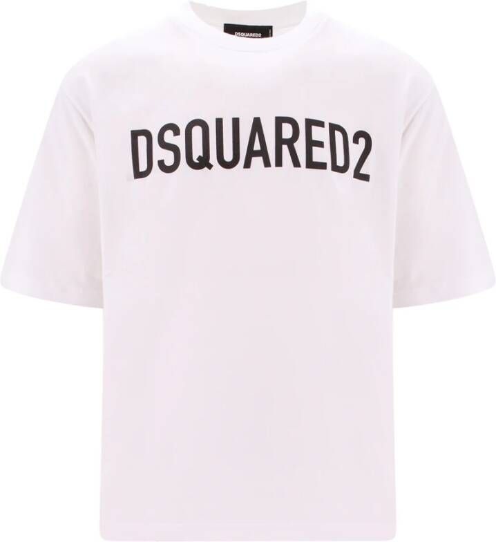 Dsquared2 Wit Katoenen Logo T-Shirt Aw23 White Heren