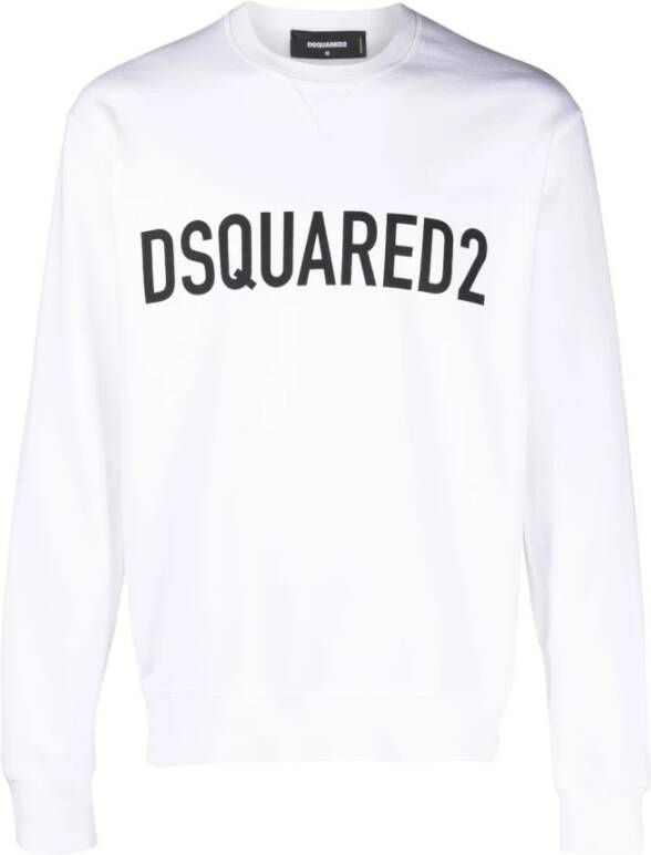 Dsquared2 Wit Logo-Print Crew-Neck Sweatshirt Wit Heren