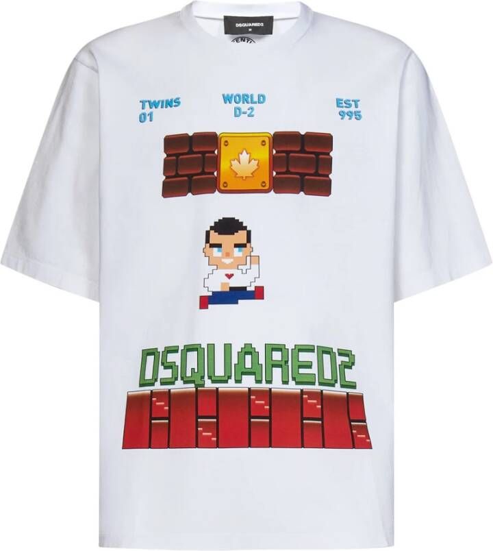 Dsquared2 Wit T-shirt met Modern Design White Heren