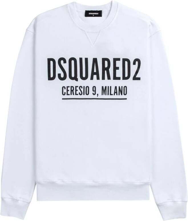 Dsquared2 Witte Ceresio 9 Cool Sweater met Zwart Logo Wit Heren