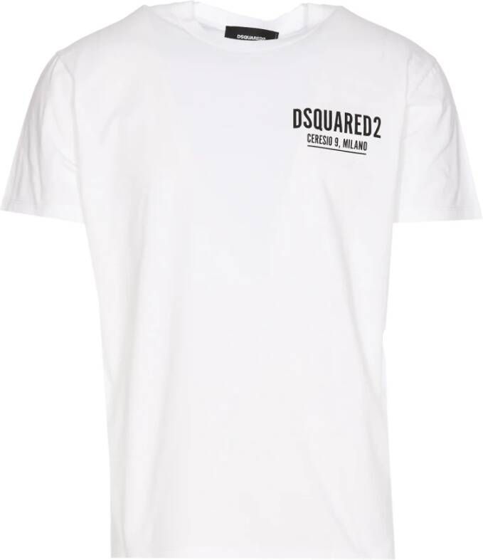 Dsquared2 Witte Heren T-shirt met Ronde Hals en Frontaal Logo White Heren