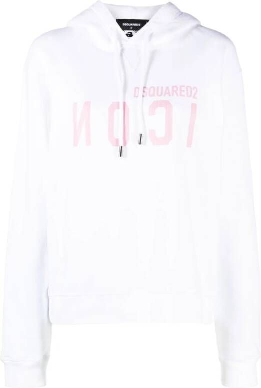 Dsquared2 Witte Icon Logo-Print Hoodie Wit Dames