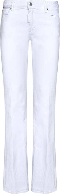 Dsquared2 Witte Jeans met Vetersluiting en Oversized Rubberen Zool White Dames