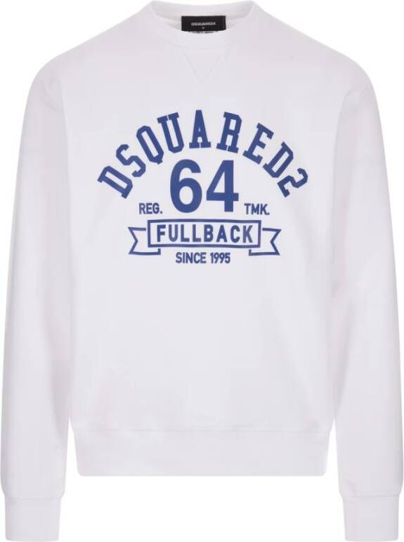 Dsquared2 Witte Katoenen Crew-neck Sweatshirt met 64 Print White Heren