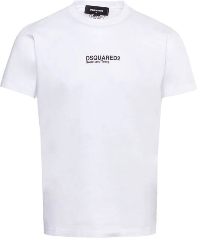 Dsquared2 Witte Katoenen Gestempeld Logo T-shirt White Heren