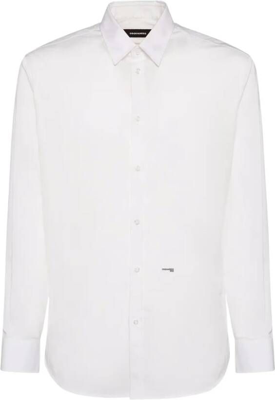 Dsquared2 Witte Katoenen Overhemd met Logo Print Wit Heren