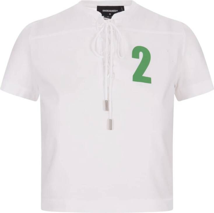 Dsquared2 Witte Katoenen T-shirt met Ronde Halslijn White Dames