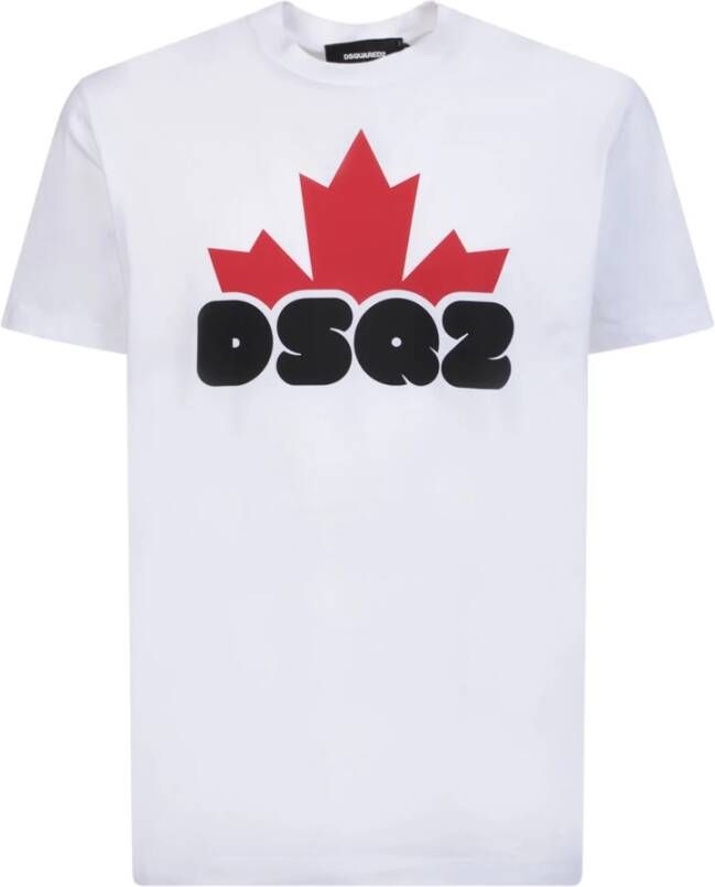 Dsquared2 Witte Maple Leaf T-Shirt voor Heren White Heren