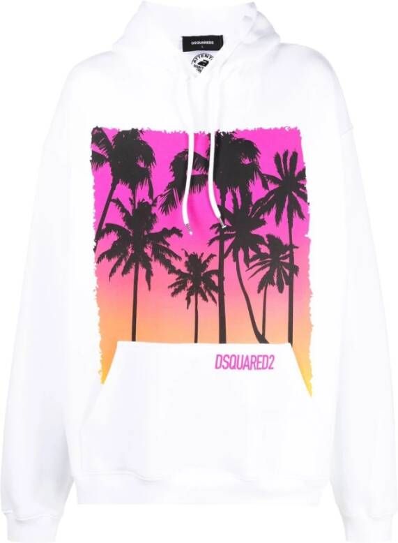 Dsquared2 Witte Palmprint Hoodie Wit Heren
