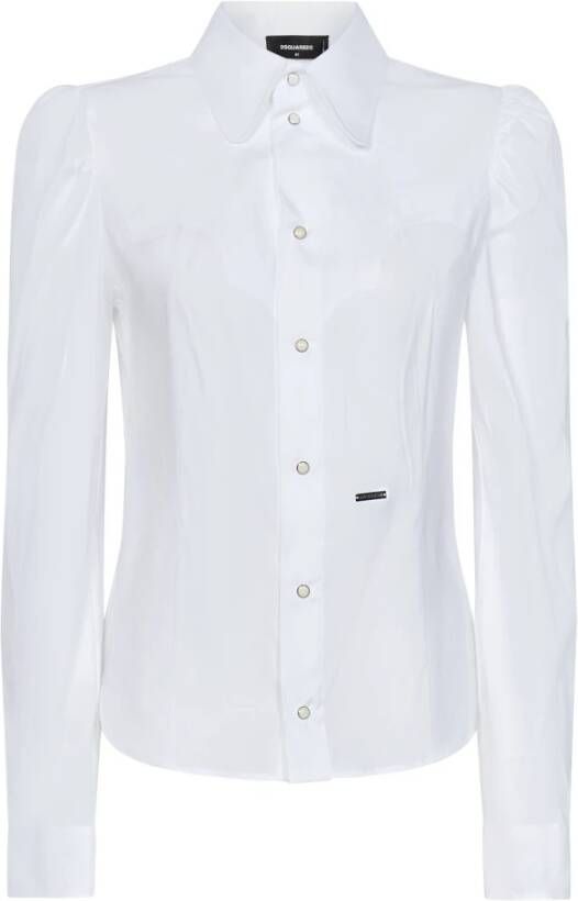 Dsquared2 Overhemd met drukknopen en zilveren logodetail White Dames
