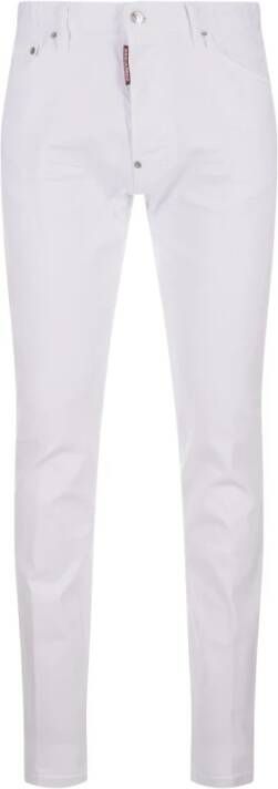 Dsquared2 Witte Slim Fit Jeans met Mid-Rise Taille Wit Heren