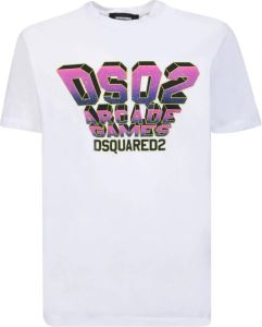 Dsquared2 Witte T-shirt met 80's Nostalgie Wit Heren