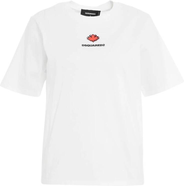 Dsquared2 Witte T-shirt voor vrouwen Stijlvolle upgrade 100% CO-stof Wit Dames
