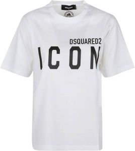 Dsquared2 Wit Zwart Icon Forever Easy T-Shirt Wit Dames
