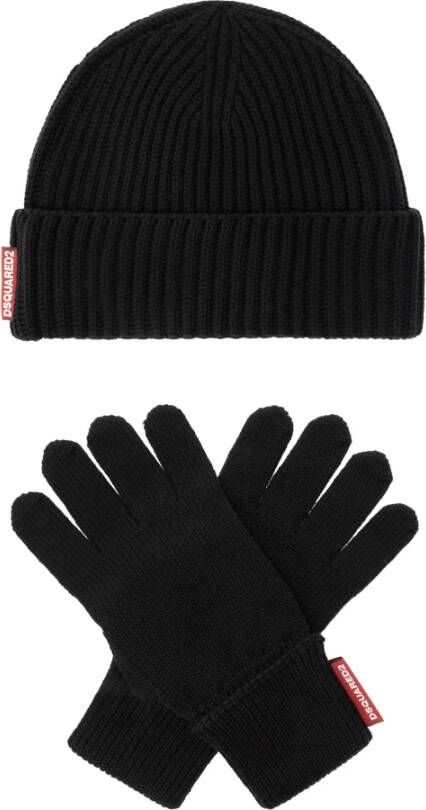 Dsquared2 Wolkit: muts & handschoenen Zwart Heren