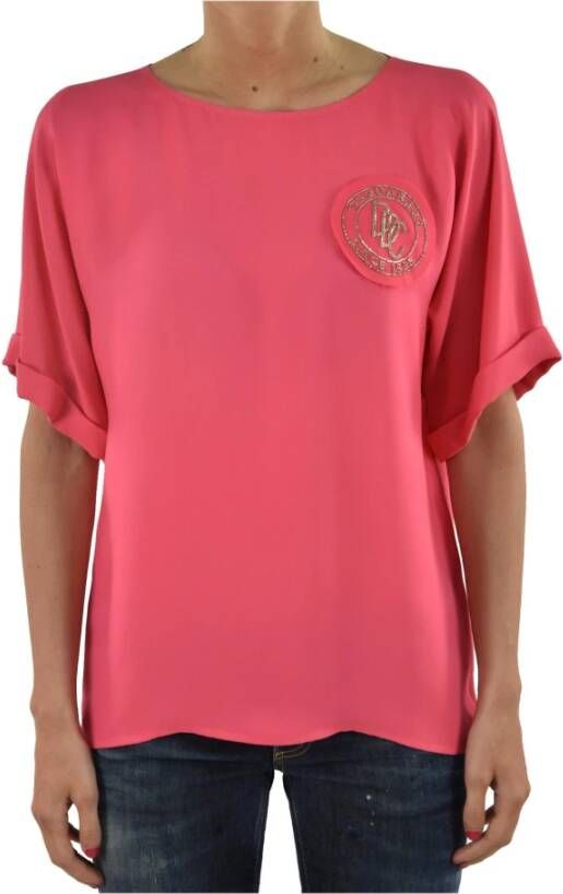 Dsquared2 Zijden Logo T-Shirt voor Dames Roze Dames