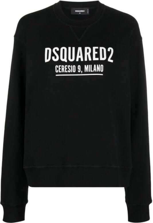 Dsquared2 Zwarte katoenen sweatshirt met Milano-print Black