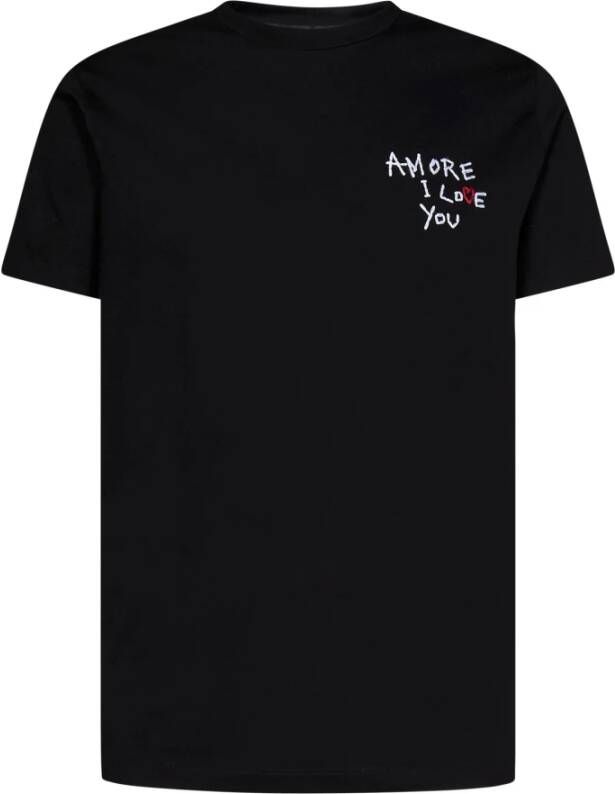 Dsquared2 Zwart Katoenen Jersey T-Shirt met Borduursel Zwart Heren